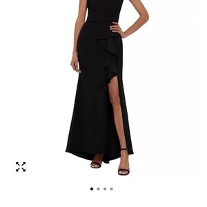 Betsy & Adam Black Boat Neck Evening Gown NWT